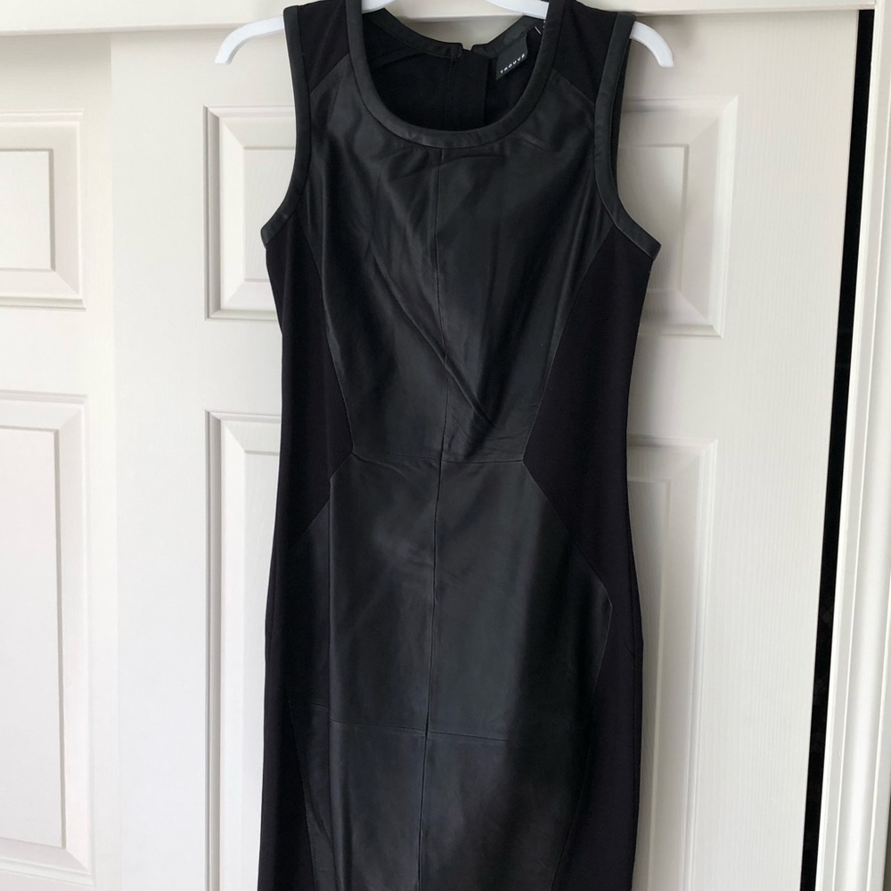 Trouve black leather fitted dress